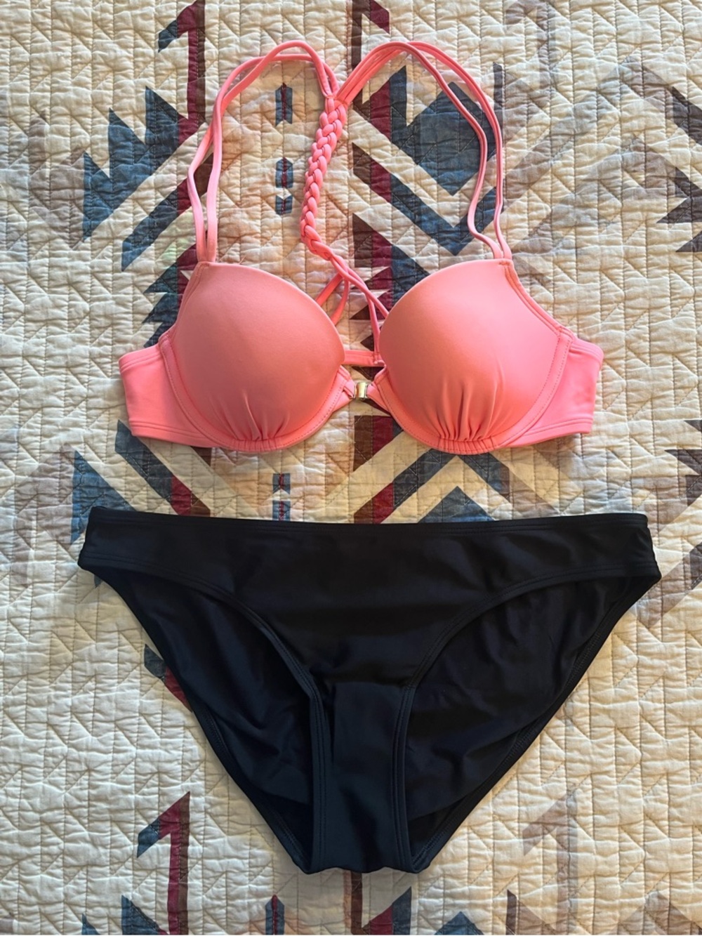 Aerie Hot Pink/Black Two Piece Swimsuit